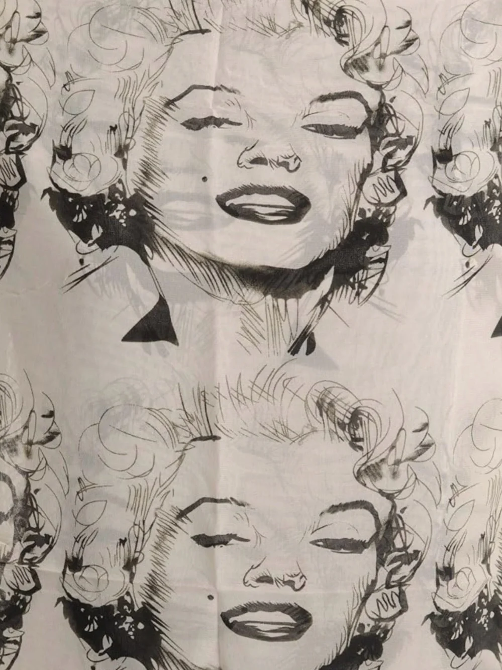 Black & White Floral Sketch Scarf - Women's Lightweight Wrap